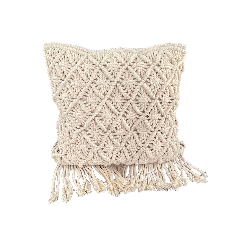 Handcrafted macramé accent cushion like new